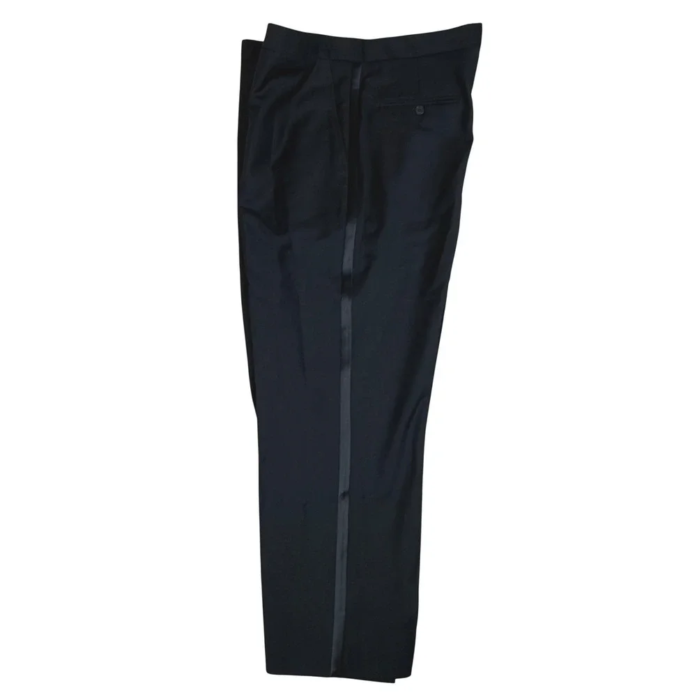 Jos A Bank Tuxedo Pants 42R 1905 Collection Black Satin Stripe Wool 254141